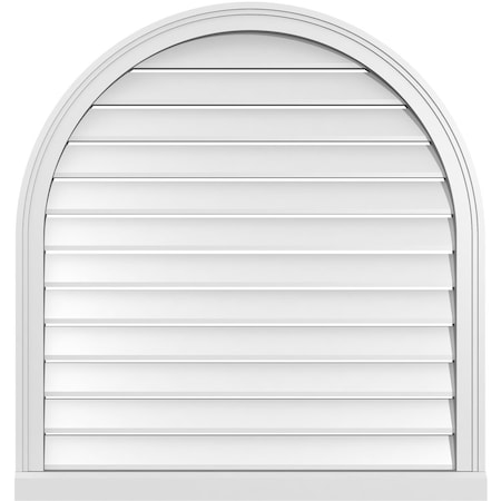 Ekena Millwork Round Top Surface Mount PVC Gable Vent: Functional, w/ 2"W x 2"P Brickmould Sill Frame, 34"W x 36"H GVPRT34X3603SF
